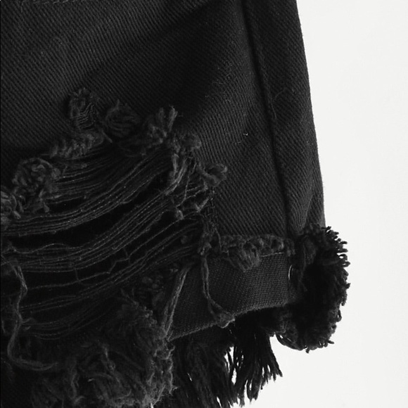 SHEIN distressed black fringe shorts size 8/10 - Picture 3 of 5